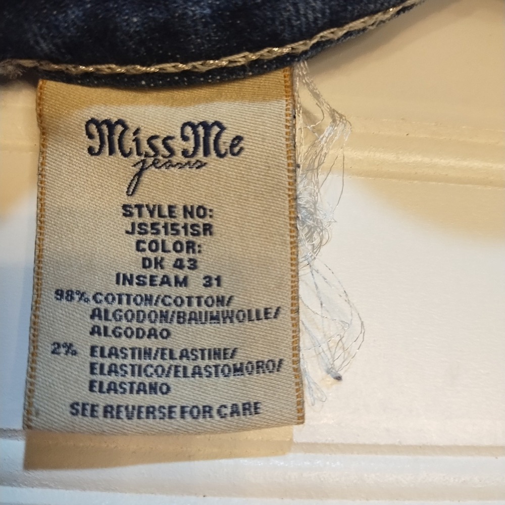 Miss Me Skinny Jeans Womens 28 Dark Wash Low Rise Embellished Y2K Western Denim - Picture 9 of 15